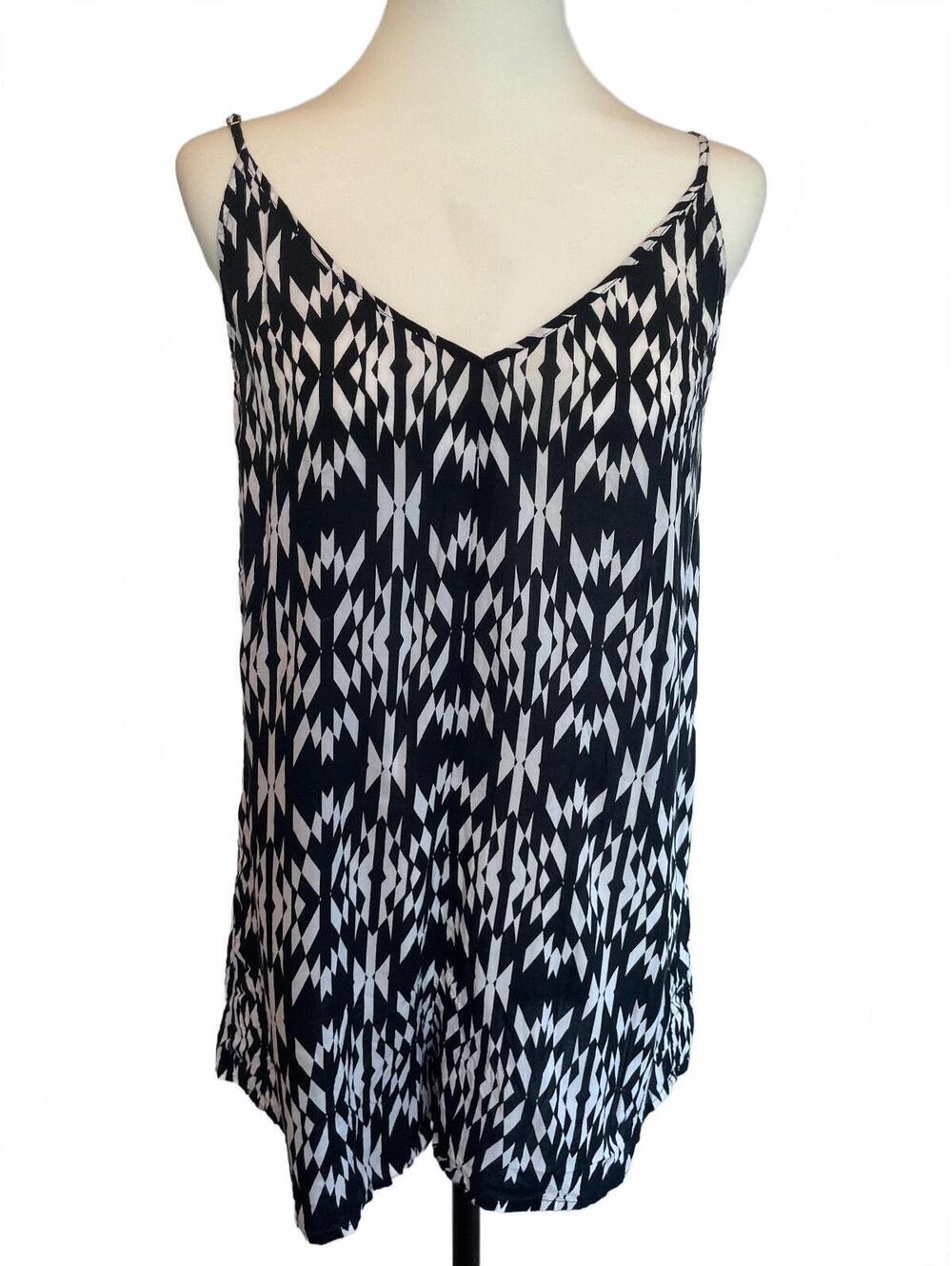Victoria's Secret Black White Romper Geometric Print Spaghetti Strap Large